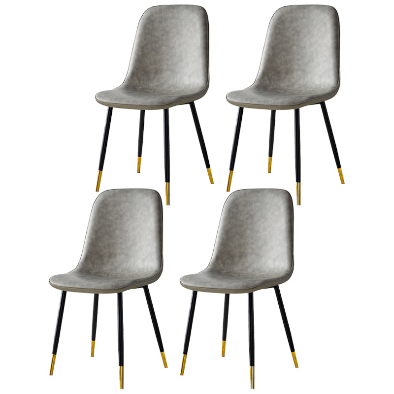 Scandinavian Home Side Chair Metal Solid Back Upholstered Dining Room Chair Light Gray 4 Piece Set Brass Gold Clearhalo ' kitchen&dining_furn' 'Dining Chairs' 'Dining Tables & Seating' 'dining_chair' 'furn' 'furn_dining_chair' 'Furniture' 'furniture_dining_chair' 'Kitchen & Dining Furniture' 'kitchen' 3885406