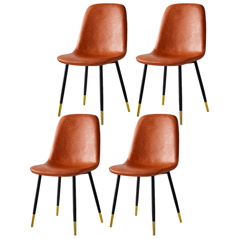 Scandinavian Home Side Chair Metal Solid Back Upholstered Dining Room Chair Orange 4 Piece Set Brass Gold Clearhalo ' kitchen&dining_furn' 'Dining Chairs' 'Dining Tables & Seating' 'dining_chair' 'furn' 'furn_dining_chair' 'Furniture' 'furniture_dining_chair' 'Kitchen & Dining Furniture' 'kitchen' 3885412