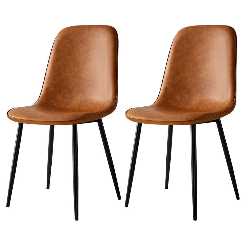Scandinavian Home Side Chair Metal Solid Back Upholstered Dining Room Chair Brown 2 Piece Set Black Clearhalo ' kitchen&dining_furn' 'Dining Chairs' 'Dining Tables & Seating' 'dining_chair' 'furn' 'furn_dining_chair' 'Furniture' 'furniture_dining_chair' 'Kitchen & Dining Furniture' 'kitchen' 3885414