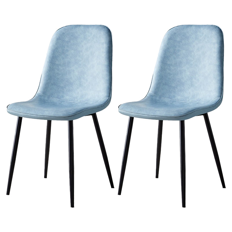 Scandinavian Home Side Chair Metal Solid Back Upholstered Dining Room Chair Light Blue 2 Piece Set Black Clearhalo ' kitchen&dining_furn' 'Dining Chairs' 'Dining Tables & Seating' 'dining_chair' 'furn' 'furn_dining_chair' 'Furniture' 'furniture_dining_chair' 'Kitchen & Dining Furniture' 'kitchen' 3885420