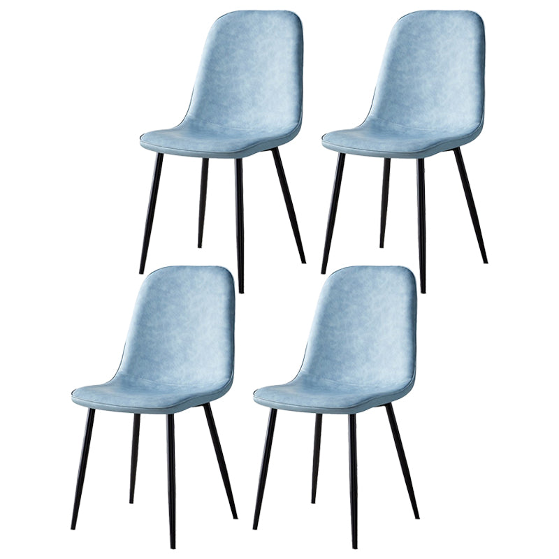 Scandinavian Home Side Chair Metal Solid Back Upholstered Dining Room Chair Light Blue 4 Piece Set Black Clearhalo ' kitchen&dining_furn' 'Dining Chairs' 'Dining Tables & Seating' 'dining_chair' 'furn' 'furn_dining_chair' 'Furniture' 'furniture_dining_chair' 'Kitchen & Dining Furniture' 'kitchen' 3885421