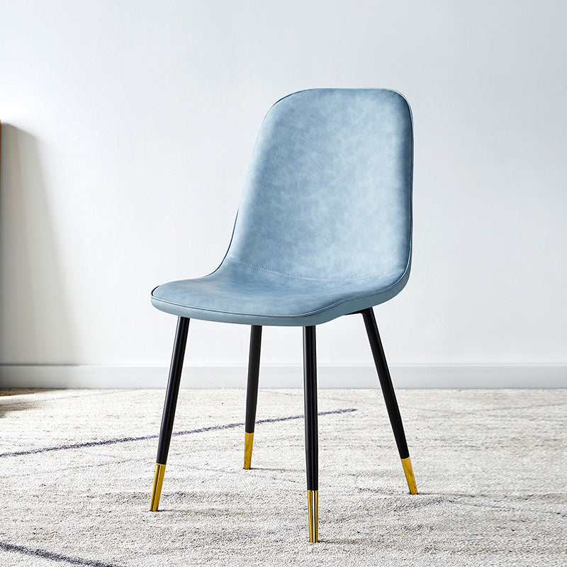 Scandinavian Home Side Chair Metal Solid Back Upholstered Dining Room Chair Light Blue 1 Piece Brass Gold Clearhalo ' kitchen&dining_furn' 'Dining Chairs' 'Dining Tables & Seating' 'dining_chair' 'furn' 'furn_dining_chair' 'Furniture' 'furniture_dining_chair' 'Kitchen & Dining Furniture' 'kitchen' 3885422