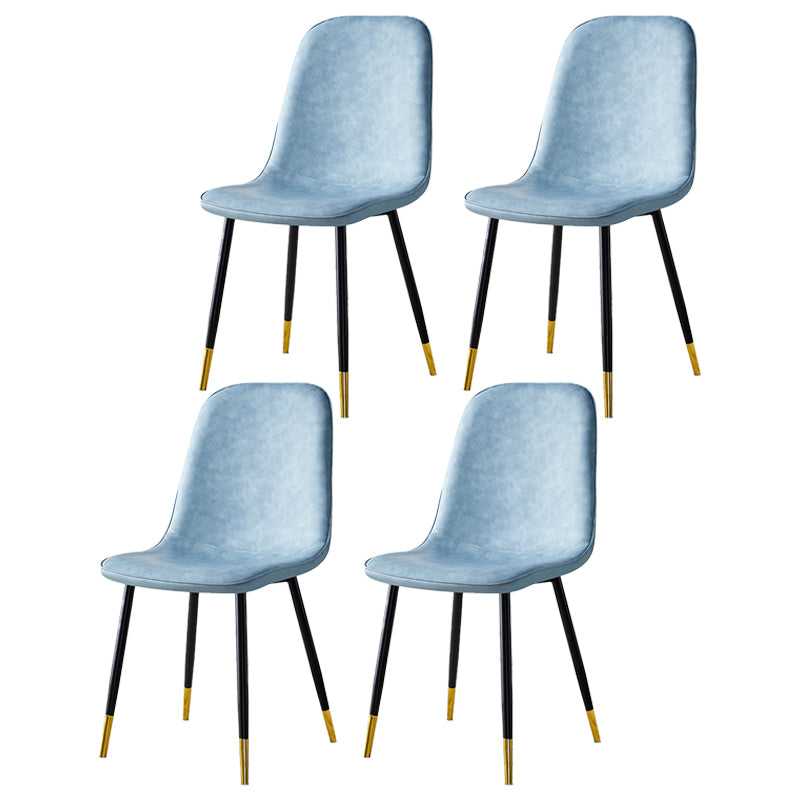 Scandinavian Home Side Chair Metal Solid Back Upholstered Dining Room Chair Light Blue 4 Piece Set Brass Gold Clearhalo ' kitchen&dining_furn' 'Dining Chairs' 'Dining Tables & Seating' 'dining_chair' 'furn' 'furn_dining_chair' 'Furniture' 'furniture_dining_chair' 'Kitchen & Dining Furniture' 'kitchen' 3885424