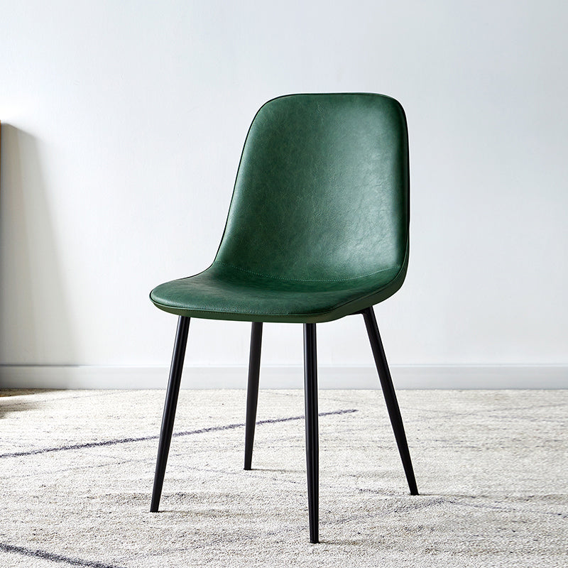 Scandinavian Home Side Chair Metal Solid Back Upholstered Dining Room Chair Green 1 Piece Black Clearhalo ' kitchen&dining_furn' 'Dining Chairs' 'Dining Tables & Seating' 'dining_chair' 'furn' 'furn_dining_chair' 'Furniture' 'furniture_dining_chair' 'Kitchen & Dining Furniture' 'kitchen' 3885425