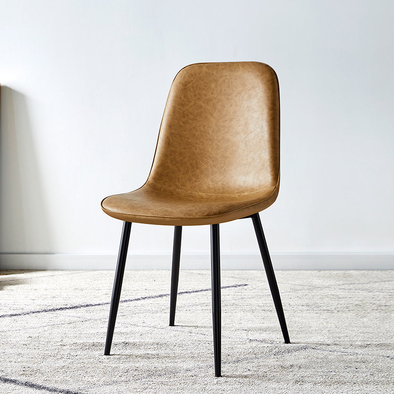 Scandinavian Home Side Chair Metal Solid Back Upholstered Dining Room Chair Camel 1 Piece Black Clearhalo ' kitchen&dining_furn' 'Dining Chairs' 'Dining Tables & Seating' 'dining_chair' 'furn' 'furn_dining_chair' 'Furniture' 'furniture_dining_chair' 'Kitchen & Dining Furniture' 'kitchen' 3885431