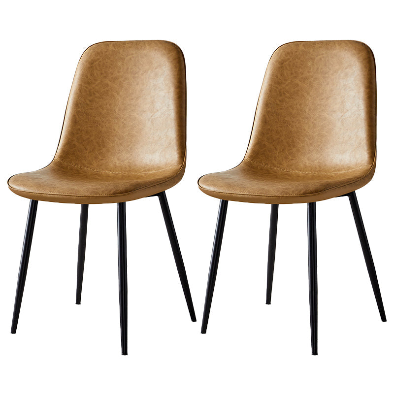 Scandinavian Home Side Chair Metal Solid Back Upholstered Dining Room Chair Camel 2 Piece Set Black Clearhalo ' kitchen&dining_furn' 'Dining Chairs' 'Dining Tables & Seating' 'dining_chair' 'furn' 'furn_dining_chair' 'Furniture' 'furniture_dining_chair' 'Kitchen & Dining Furniture' 'kitchen' 3885432