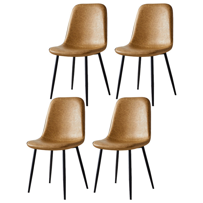 Scandinavian Home Side Chair Metal Solid Back Upholstered Dining Room Chair Camel 4 Piece Set Black Clearhalo ' kitchen&dining_furn' 'Dining Chairs' 'Dining Tables & Seating' 'dining_chair' 'furn' 'furn_dining_chair' 'Furniture' 'furniture_dining_chair' 'Kitchen & Dining Furniture' 'kitchen' 3885433