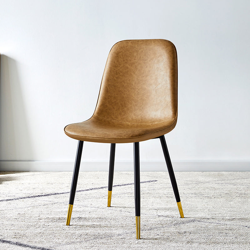 Scandinavian Home Side Chair Metal Solid Back Upholstered Dining Room Chair Camel 1 Piece Brass Gold Clearhalo ' kitchen&dining_furn' 'Dining Chairs' 'Dining Tables & Seating' 'dining_chair' 'furn' 'furn_dining_chair' 'Furniture' 'furniture_dining_chair' 'Kitchen & Dining Furniture' 'kitchen' 3885434