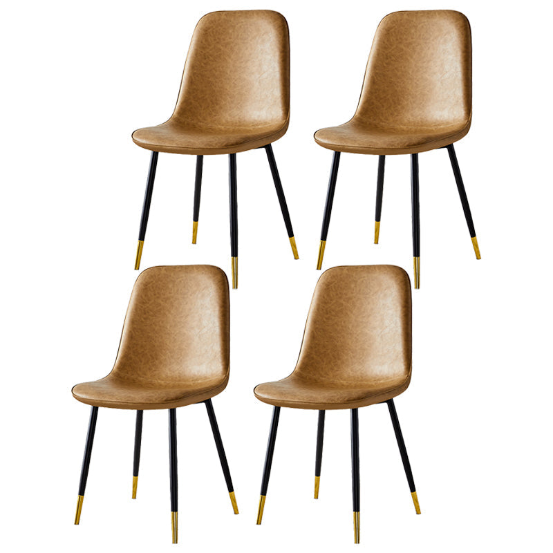 Scandinavian Home Side Chair Metal Solid Back Upholstered Dining Room Chair Camel 4 Piece Set Brass Gold Clearhalo ' kitchen&dining_furn' 'Dining Chairs' 'Dining Tables & Seating' 'dining_chair' 'furn' 'furn_dining_chair' 'Furniture' 'furniture_dining_chair' 'Kitchen & Dining Furniture' 'kitchen' 3885436