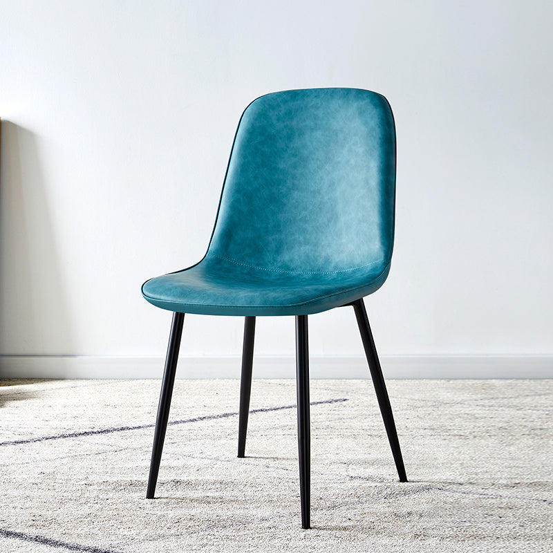 Scandinavian Home Side Chair Metal Solid Back Upholstered Dining Room Chair Blue-Green 1 Piece Black Clearhalo ' kitchen&dining_furn' 'Dining Chairs' 'Dining Tables & Seating' 'dining_chair' 'furn' 'furn_dining_chair' 'Furniture' 'furniture_dining_chair' 'Kitchen & Dining Furniture' 'kitchen' 3885437