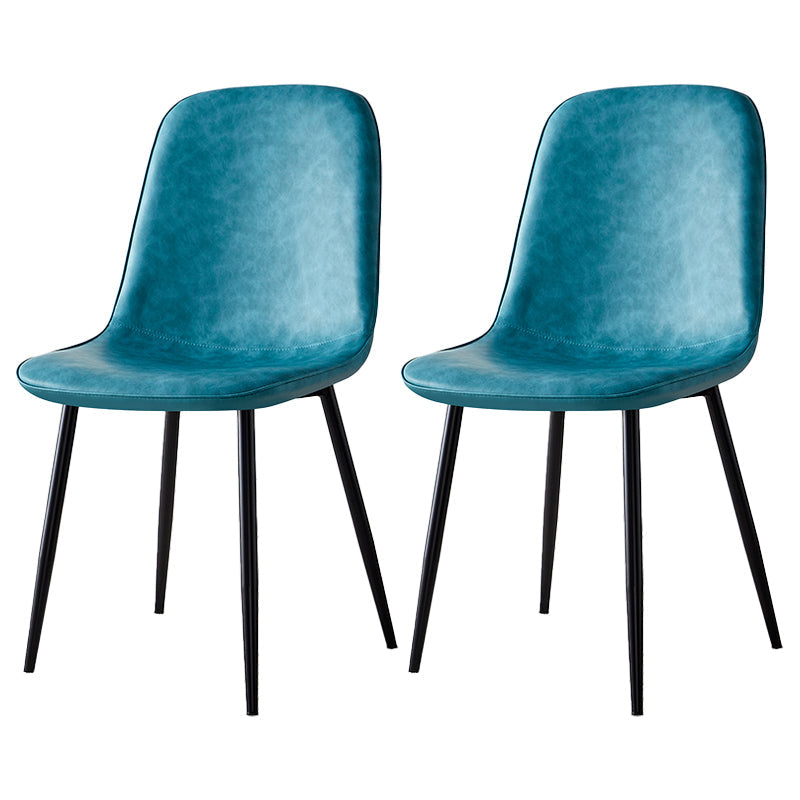 Scandinavian Home Side Chair Metal Solid Back Upholstered Dining Room Chair Blue-Green 2 Piece Set Black Clearhalo ' kitchen&dining_furn' 'Dining Chairs' 'Dining Tables & Seating' 'dining_chair' 'furn' 'furn_dining_chair' 'Furniture' 'furniture_dining_chair' 'Kitchen & Dining Furniture' 'kitchen' 3885438