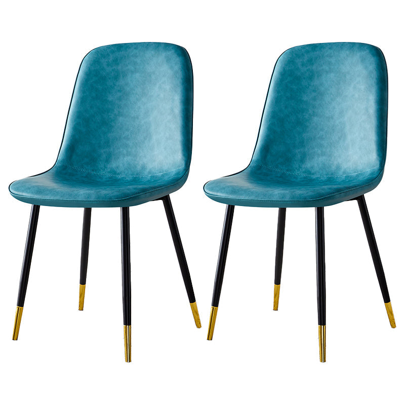 Scandinavian Home Side Chair Metal Solid Back Upholstered Dining Room Chair Blue-Green 2 Piece Set Brass Gold Clearhalo ' kitchen&dining_furn' 'Dining Chairs' 'Dining Tables & Seating' 'dining_chair' 'furn' 'furn_dining_chair' 'Furniture' 'furniture_dining_chair' 'Kitchen & Dining Furniture' 'kitchen' 3885441