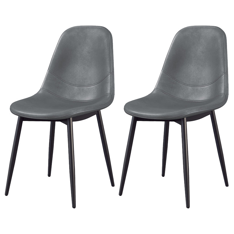 Scandinavian Home Side Chair Metal Solid Back Upholstered Dining Room Chair Dark Gray-Black 2 Piece Set Black Clearhalo ' kitchen&dining_furn' 'Dining Chairs' 'Dining Tables & Seating' 'dining_chair' 'furn' 'furn_dining_chair' 'Furniture' 'furniture_dining_chair' 'Kitchen & Dining Furniture' 'kitchen' 3885444