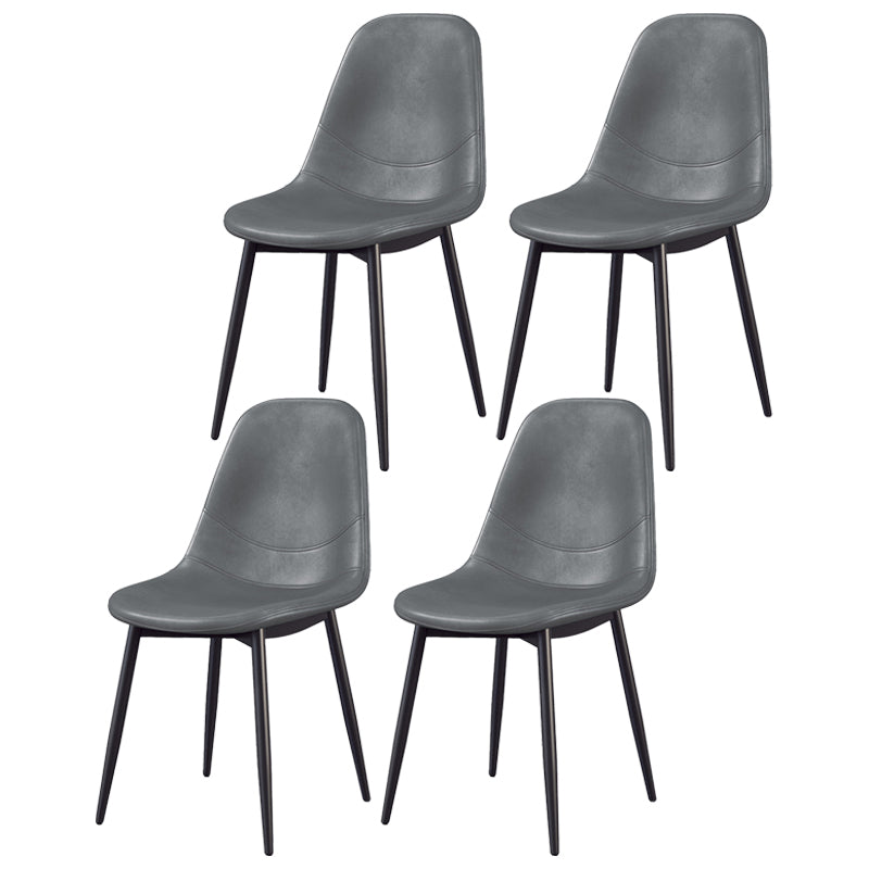 Scandinavian Home Side Chair Metal Solid Back Upholstered Dining Room Chair Dark Gray-Black 4 Piece Set Black Clearhalo ' kitchen&dining_furn' 'Dining Chairs' 'Dining Tables & Seating' 'dining_chair' 'furn' 'furn_dining_chair' 'Furniture' 'furniture_dining_chair' 'Kitchen & Dining Furniture' 'kitchen' 3885445