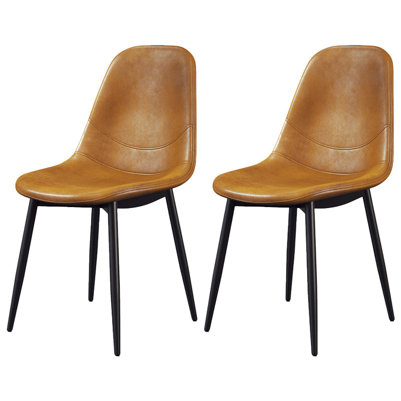 Scandinavian Home Side Chair Metal Solid Back Upholstered Dining Room Chair Orange 2 Piece Set Black Clearhalo ' kitchen&dining_furn' 'Dining Chairs' 'Dining Tables & Seating' 'dining_chair' 'furn' 'furn_dining_chair' 'Furniture' 'furniture_dining_chair' 'Kitchen & Dining Furniture' 'kitchen' 3885447