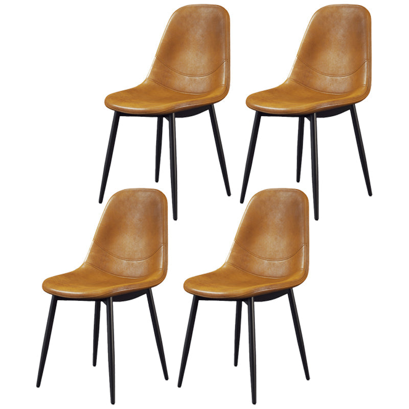 Scandinavian Home Side Chair Metal Solid Back Upholstered Dining Room Chair Orange 4 Piece Set Black Clearhalo ' kitchen&dining_furn' 'Dining Chairs' 'Dining Tables & Seating' 'dining_chair' 'furn' 'furn_dining_chair' 'Furniture' 'furniture_dining_chair' 'Kitchen & Dining Furniture' 'kitchen' 3885448