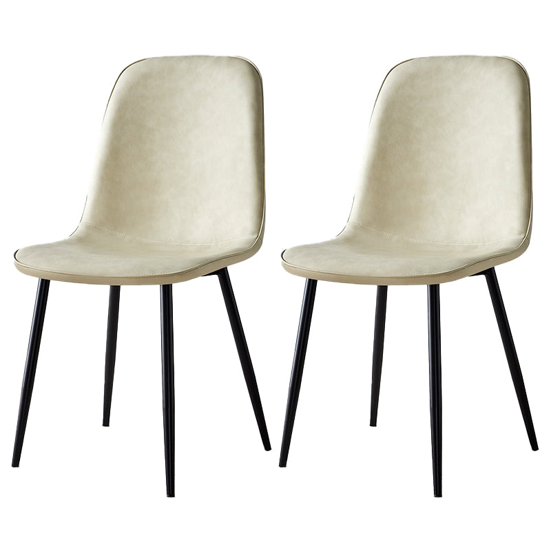 Scandinavian Home Side Chair Metal Solid Back Upholstered Dining Room Chair Off-White 2 Piece Set Black Clearhalo ' kitchen&dining_furn' 'Dining Chairs' 'Dining Tables & Seating' 'dining_chair' 'furn' 'furn_dining_chair' 'Furniture' 'furniture_dining_chair' 'Kitchen & Dining Furniture' 'kitchen' 3885450