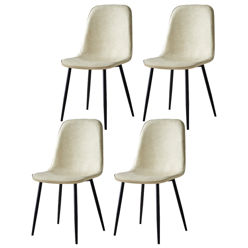 Scandinavian Home Side Chair Metal Solid Back Upholstered Dining Room Chair Off-White 4 Piece Set Black Clearhalo ' kitchen&dining_furn' 'Dining Chairs' 'Dining Tables & Seating' 'dining_chair' 'furn' 'furn_dining_chair' 'Furniture' 'furniture_dining_chair' 'Kitchen & Dining Furniture' 'kitchen' 3885451