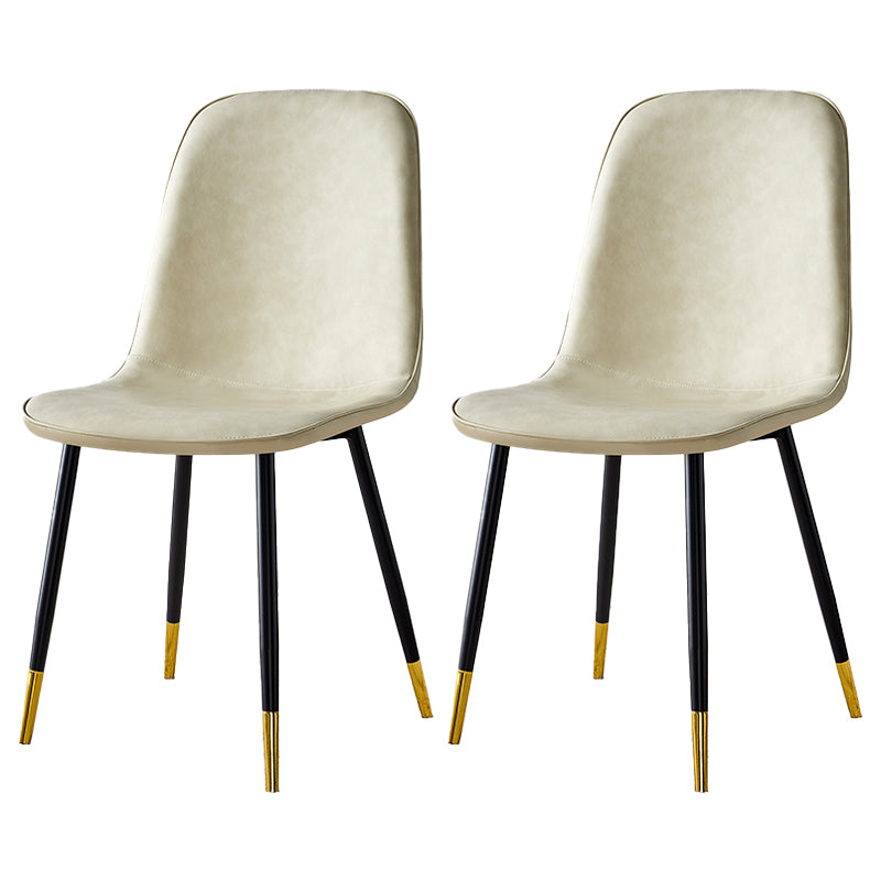 Scandinavian Home Side Chair Metal Solid Back Upholstered Dining Room Chair Off-White 2 Piece Set Brass Gold Clearhalo ' kitchen&dining_furn' 'Dining Chairs' 'Dining Tables & Seating' 'dining_chair' 'furn' 'furn_dining_chair' 'Furniture' 'furniture_dining_chair' 'Kitchen & Dining Furniture' 'kitchen' 3885453