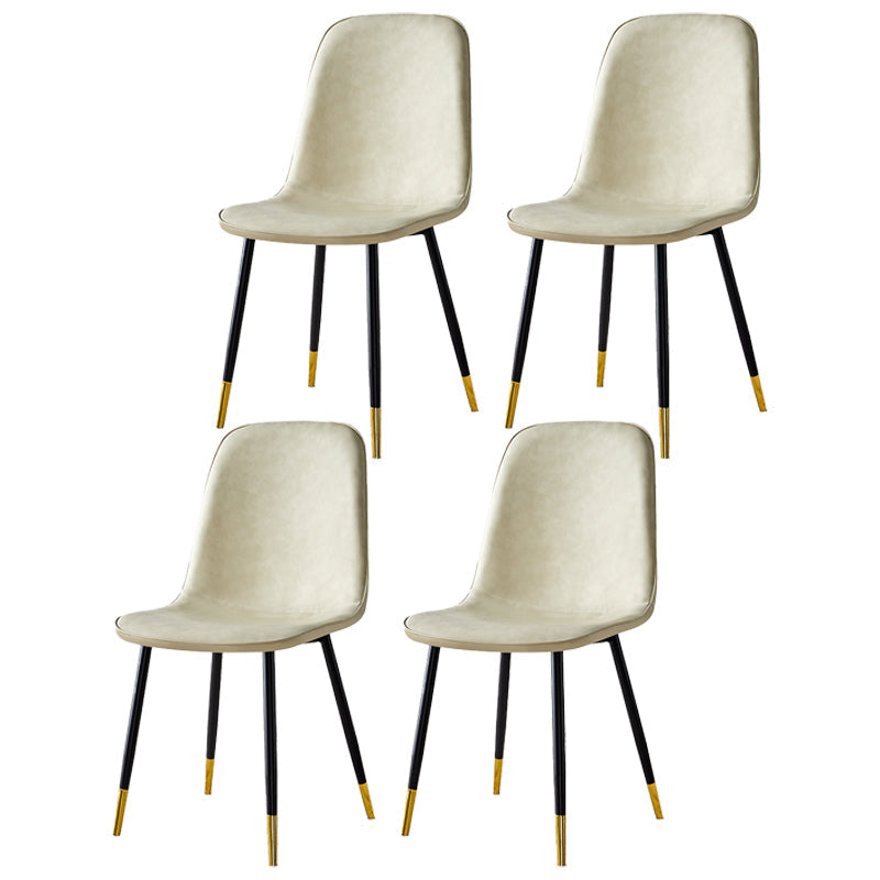 Scandinavian Home Side Chair Metal Solid Back Upholstered Dining Room Chair Off-White 4 Piece Set Brass Gold Clearhalo ' kitchen&dining_furn' 'Dining Chairs' 'Dining Tables & Seating' 'dining_chair' 'furn' 'furn_dining_chair' 'Furniture' 'furniture_dining_chair' 'Kitchen & Dining Furniture' 'kitchen' 3885454
