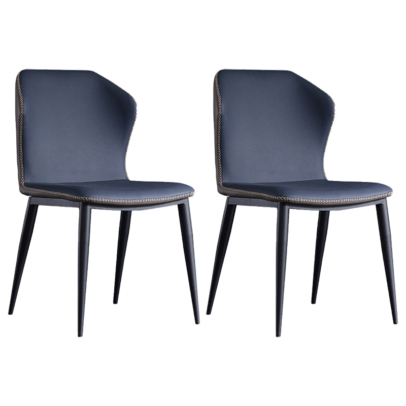 Contemporary Home Side Chair Wingback Metal Upholstered Dining Room Chair Blue Clearhalo ' kitchen&dining_furn' 'Dining Chairs' 'Dining Tables & Seating' 'dining_chair' 'furn' 'furn_dining_chair' 'Furniture' 'furniture_dining_chair' 'Kitchen & Dining Furniture' 'kitchen' 3885460
