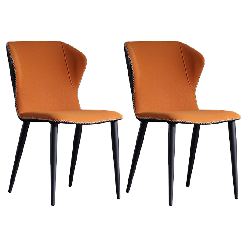 Contemporary Home Side Chair Wingback Metal Upholstered Dining Room Chair Orange Clearhalo ' kitchen&dining_furn' 'Dining Chairs' 'Dining Tables & Seating' 'dining_chair' 'furn' 'furn_dining_chair' 'Furniture' 'furniture_dining_chair' 'Kitchen & Dining Furniture' 'kitchen' 3885464