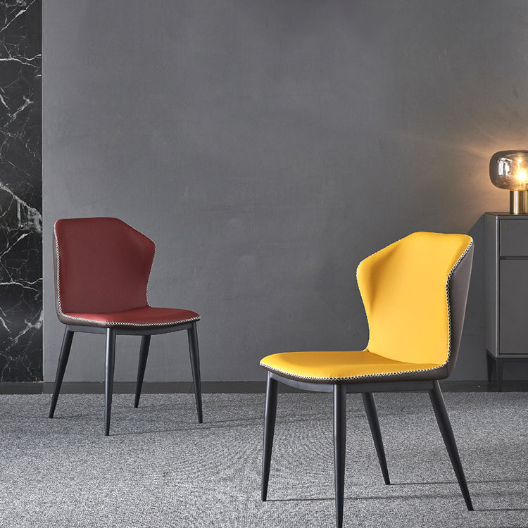 Contemporary Home Side Chair Wingback Metal Upholstered Dining Room Chair Clearhalo ' kitchen&dining_furn' 'Dining Chairs' 'Dining Tables & Seating' 'dining_chair' 'furn' 'furn_dining_chair' 'Furniture' 'furniture_dining_chair' 'Kitchen & Dining Furniture' 'kitchen' 3885470