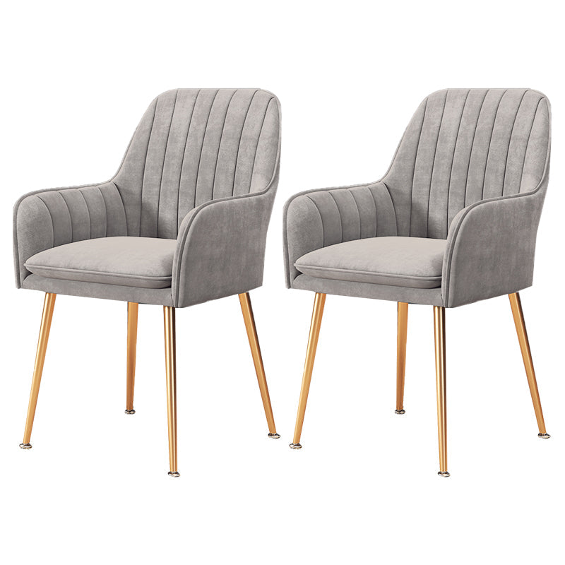Upholstered Dining Arm Chair Restaurant Dining Armchair with Metal Legs (Set of 2) Grey Brass Gold Clearhalo ' kitchen&dining_furn' 'Dining Chairs' 'Dining Tables & Seating' 'dining_chair' 'furn' 'furn_dining_chair' 'Furniture' 'furniture_dining_chair' 'Kitchen & Dining Furniture' 'kitchen' 3885476