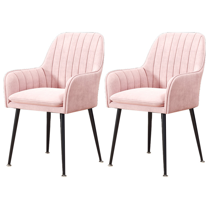 Upholstered Dining Arm Chair Restaurant Dining Armchair with Metal Legs (Set of 2) Pink Black Clearhalo ' kitchen&dining_furn' 'Dining Chairs' 'Dining Tables & Seating' 'dining_chair' 'furn' 'furn_dining_chair' 'Furniture' 'furniture_dining_chair' 'Kitchen & Dining Furniture' 'kitchen' 3885478