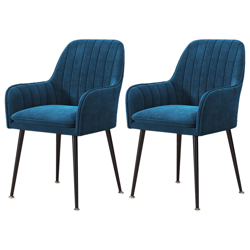 Upholstered Dining Arm Chair Restaurant Dining Armchair with Metal Legs (Set of 2) Blue Black Clearhalo ' kitchen&dining_furn' 'Dining Chairs' 'Dining Tables & Seating' 'dining_chair' 'furn' 'furn_dining_chair' 'Furniture' 'furniture_dining_chair' 'Kitchen & Dining Furniture' 'kitchen' 3885483