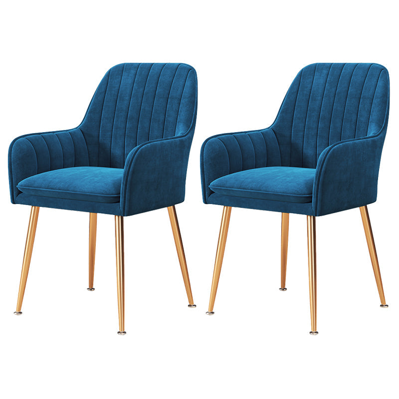 Upholstered Dining Arm Chair Restaurant Dining Armchair with Metal Legs (Set of 2) Blue Brass Gold Clearhalo ' kitchen&dining_furn' 'Dining Chairs' 'Dining Tables & Seating' 'dining_chair' 'furn' 'furn_dining_chair' 'Furniture' 'furniture_dining_chair' 'Kitchen & Dining Furniture' 'kitchen' 3885485