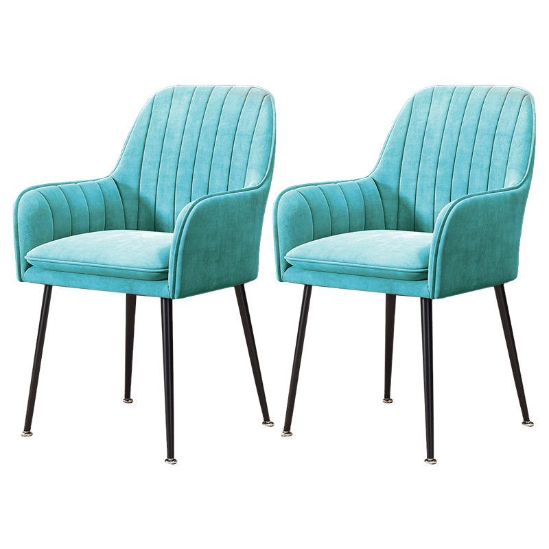 Upholstered Dining Arm Chair Restaurant Dining Armchair with Metal Legs (Set of 2) Light Blue Black Clearhalo ' kitchen&dining_furn' 'Dining Chairs' 'Dining Tables & Seating' 'dining_chair' 'furn' 'furn_dining_chair' 'Furniture' 'furniture_dining_chair' 'Kitchen & Dining Furniture' 'kitchen' 3885487