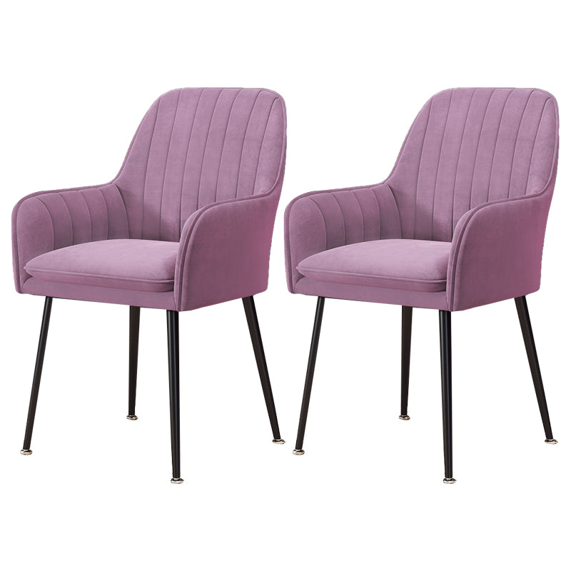 Upholstered Dining Arm Chair Restaurant Dining Armchair with Metal Legs (Set of 2) Purple Black Clearhalo ' kitchen&dining_furn' 'Dining Chairs' 'Dining Tables & Seating' 'dining_chair' 'furn' 'furn_dining_chair' 'Furniture' 'furniture_dining_chair' 'Kitchen & Dining Furniture' 'kitchen' 3885494