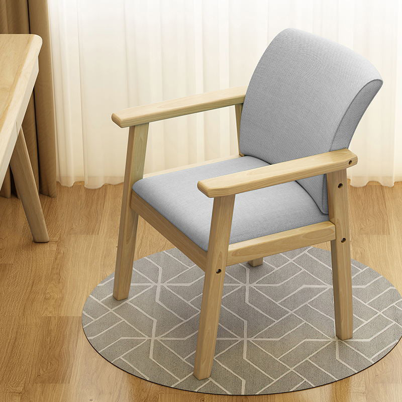 Home Scandinavian Arm Chair Wood Upholstered Solid Back Dining Room Chair Grey 1 Piece Natural Wood Clearhalo ' kitchen&dining_furn' 'Dining Chairs' 'Dining Tables & Seating' 'dining_chair' 'furn' 'furn_dining_chair' 'Furniture' 'furniture_dining_chair' 'Kitchen & Dining Furniture' 'kitchen' 3885499