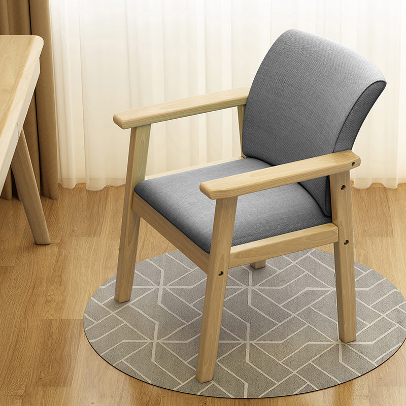 Home Scandinavian Arm Chair Wood Upholstered Solid Back Dining Room Chair Dark Gray 1 Piece Natural Wood Clearhalo ' kitchen&dining_furn' 'Dining Chairs' 'Dining Tables & Seating' 'dining_chair' 'furn' 'furn_dining_chair' 'Furniture' 'furniture_dining_chair' 'Kitchen & Dining Furniture' 'kitchen' 3885511