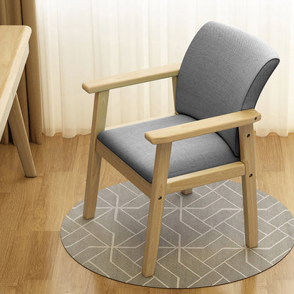 Home Scandinavian Arm Chair Wood Upholstered Solid Back Dining Room Chair Dark Gray 1 Piece Natural Wood Clearhalo ' kitchen&dining_furn' 'Dining Chairs' 'Dining Tables & Seating' 'dining_chair' 'furn' 'furn_dining_chair' 'Furniture' 'furniture_dining_chair' 'Kitchen & Dining Furniture' 'kitchen' 3885511