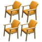 Home Scandinavian Arm Chair Wood Upholstered Solid Back Dining Room Chair Yellow 4 Piece Set Natural Wood Clearhalo ' kitchen&dining_furn' 'Dining Chairs' 'Dining Tables & Seating' 'dining_chair' 'furn' 'furn_dining_chair' 'Furniture' 'furniture_dining_chair' 'Kitchen & Dining Furniture' 'kitchen' 3885523