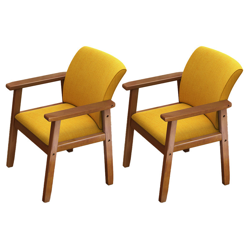 Home Scandinavian Arm Chair Wood Upholstered Solid Back Dining Room Chair Yellow 2 Piece Set Walnut Clearhalo ' kitchen&dining_furn' 'Dining Chairs' 'Dining Tables & Seating' 'dining_chair' 'furn' 'furn_dining_chair' 'Furniture' 'furniture_dining_chair' 'Kitchen & Dining Furniture' 'kitchen' 3885525