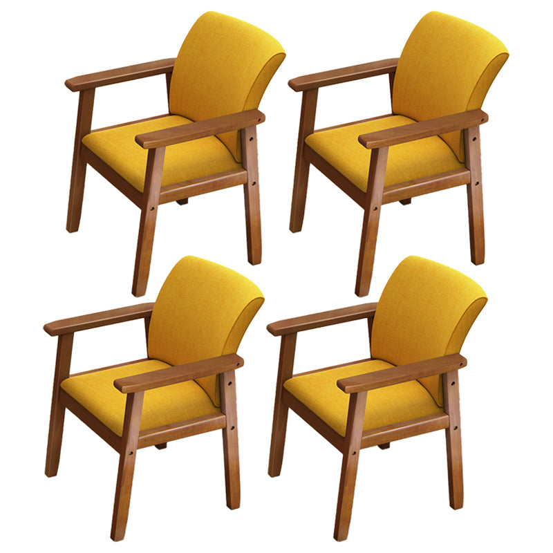 Home Scandinavian Arm Chair Wood Upholstered Solid Back Dining Room Chair Yellow 4 Piece Set Walnut Clearhalo ' kitchen&dining_furn' 'Dining Chairs' 'Dining Tables & Seating' 'dining_chair' 'furn' 'furn_dining_chair' 'Furniture' 'furniture_dining_chair' 'Kitchen & Dining Furniture' 'kitchen' 3885526