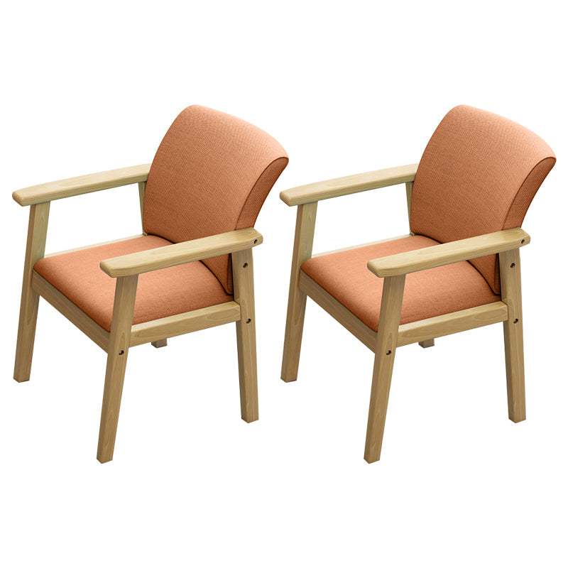 Home Scandinavian Arm Chair Wood Upholstered Solid Back Dining Room Chair Orange 2 Piece Set Natural Wood Clearhalo ' kitchen&dining_furn' 'Dining Chairs' 'Dining Tables & Seating' 'dining_chair' 'furn' 'furn_dining_chair' 'Furniture' 'furniture_dining_chair' 'Kitchen & Dining Furniture' 'kitchen' 3885528