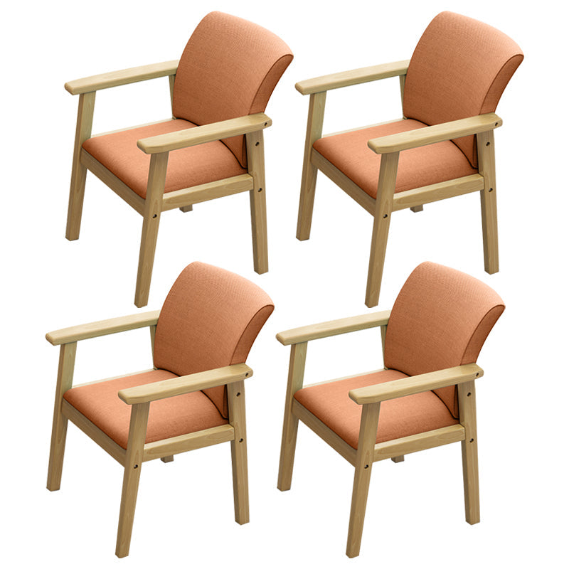 Home Scandinavian Arm Chair Wood Upholstered Solid Back Dining Room Chair Orange 4 Piece Set Natural Wood Clearhalo ' kitchen&dining_furn' 'Dining Chairs' 'Dining Tables & Seating' 'dining_chair' 'furn' 'furn_dining_chair' 'Furniture' 'furniture_dining_chair' 'Kitchen & Dining Furniture' 'kitchen' 3885529