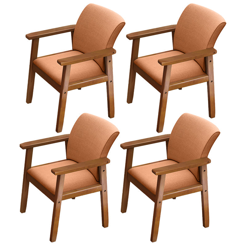 Home Scandinavian Arm Chair Wood Upholstered Solid Back Dining Room Chair Orange 4 Piece Set Walnut Clearhalo ' kitchen&dining_furn' 'Dining Chairs' 'Dining Tables & Seating' 'dining_chair' 'furn' 'furn_dining_chair' 'Furniture' 'furniture_dining_chair' 'Kitchen & Dining Furniture' 'kitchen' 3885532