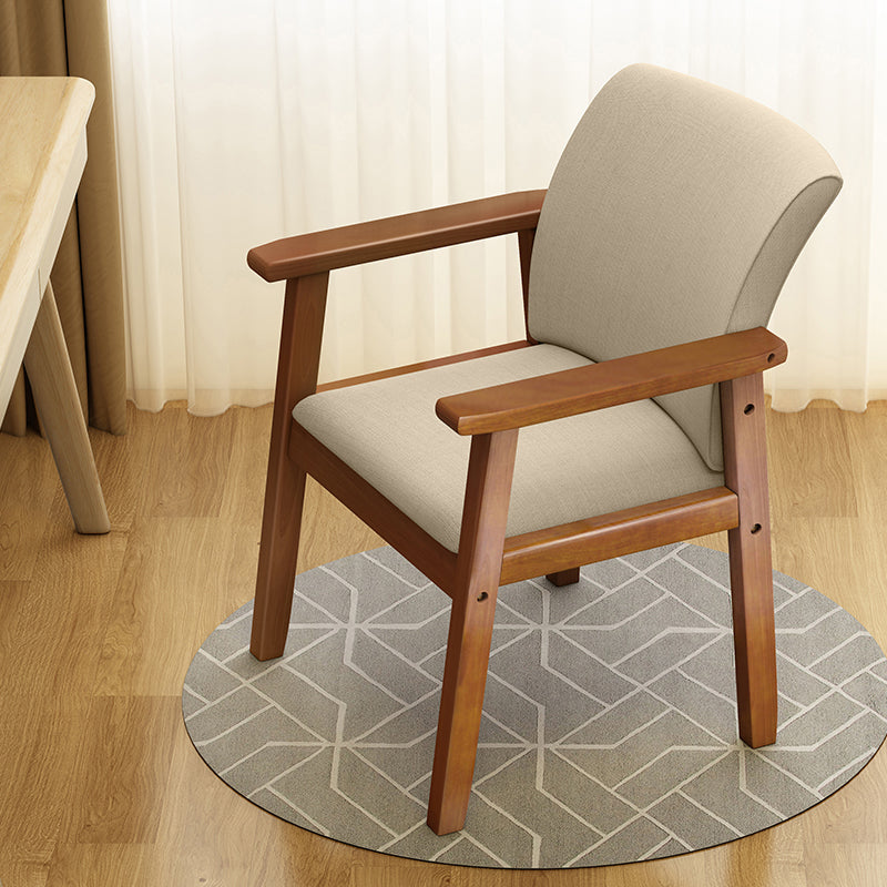 Home Scandinavian Arm Chair Wood Upholstered Solid Back Dining Room Chair Khaki 1 Piece Walnut Clearhalo ' kitchen&dining_furn' 'Dining Chairs' 'Dining Tables & Seating' 'dining_chair' 'furn' 'furn_dining_chair' 'Furniture' 'furniture_dining_chair' 'Kitchen & Dining Furniture' 'kitchen' 3885547