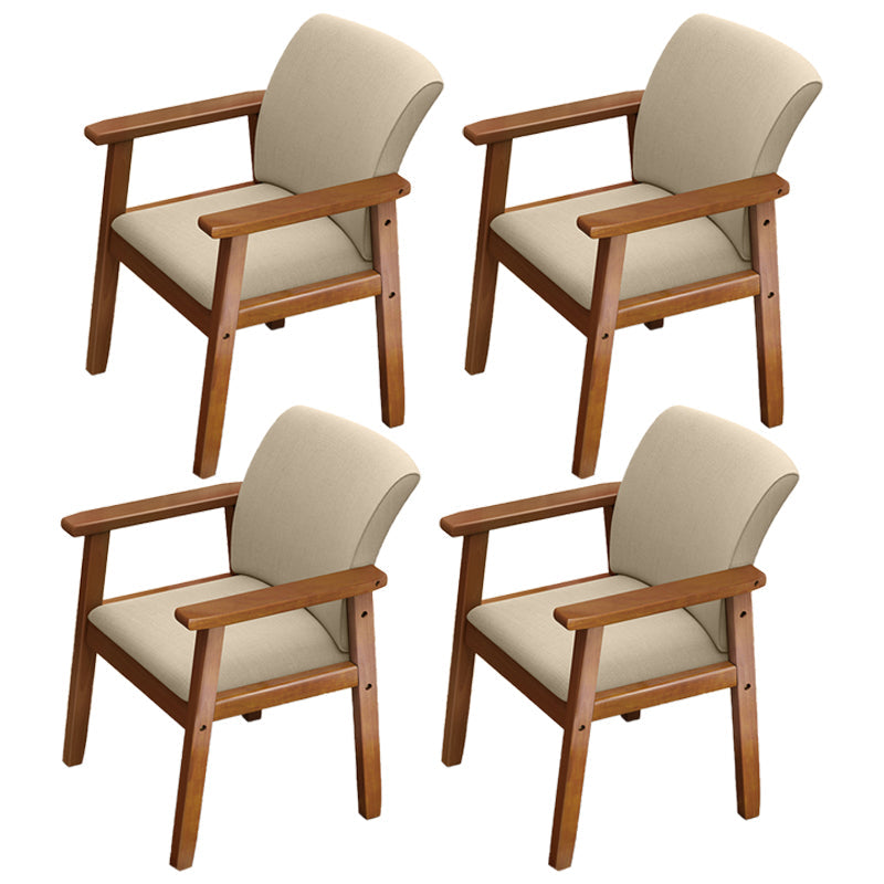 Home Scandinavian Arm Chair Wood Upholstered Solid Back Dining Room Chair Khaki 4 Piece Set Walnut Clearhalo ' kitchen&dining_furn' 'Dining Chairs' 'Dining Tables & Seating' 'dining_chair' 'furn' 'furn_dining_chair' 'Furniture' 'furniture_dining_chair' 'Kitchen & Dining Furniture' 'kitchen' 3885549