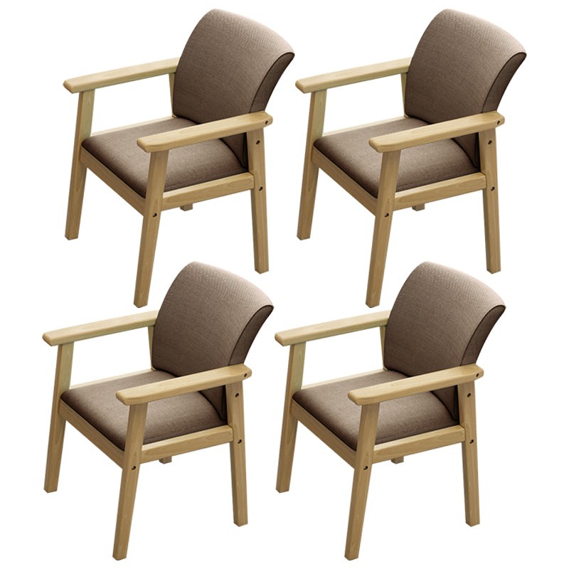 Home Scandinavian Arm Chair Wood Upholstered Solid Back Dining Room Chair Coffee 4 Piece Set Natural Wood Clearhalo ' kitchen&dining_furn' 'Dining Chairs' 'Dining Tables & Seating' 'dining_chair' 'furn' 'furn_dining_chair' 'Furniture' 'furniture_dining_chair' 'Kitchen & Dining Furniture' 'kitchen' 3885551