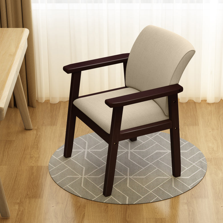 Home Scandinavian Arm Chair Wood Upholstered Solid Back Dining Room Chair Gray-Khaki 1 Piece Walnut Clearhalo ' kitchen&dining_furn' 'Dining Chairs' 'Dining Tables & Seating' 'dining_chair' 'furn' 'furn_dining_chair' 'Furniture' 'furniture_dining_chair' 'Kitchen & Dining Furniture' 'kitchen' 3885555