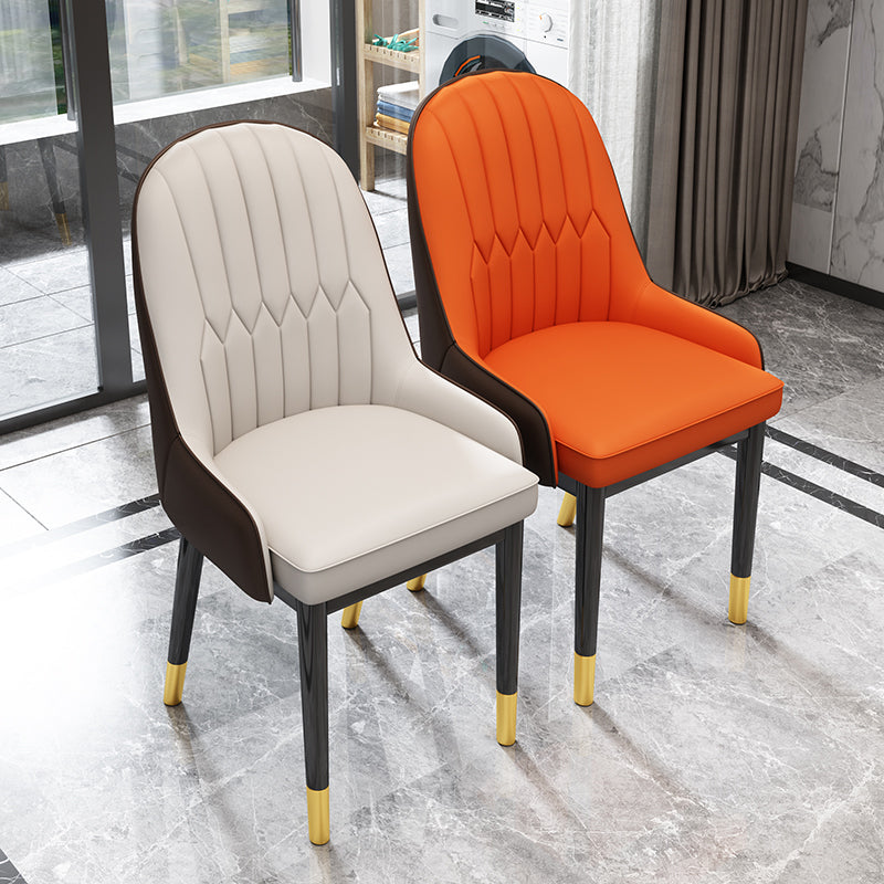 Scandinavian Home Side Chair Metal Upholstered Solid Back Dining Room Chair Clearhalo ' kitchen&dining_furn' 'Dining Chairs' 'Dining Tables & Seating' 'dining_chair' 'furn' 'furn_dining_chair' 'Furniture' 'furniture_dining_chair' 'Kitchen & Dining Furniture' 'kitchen' 3885562