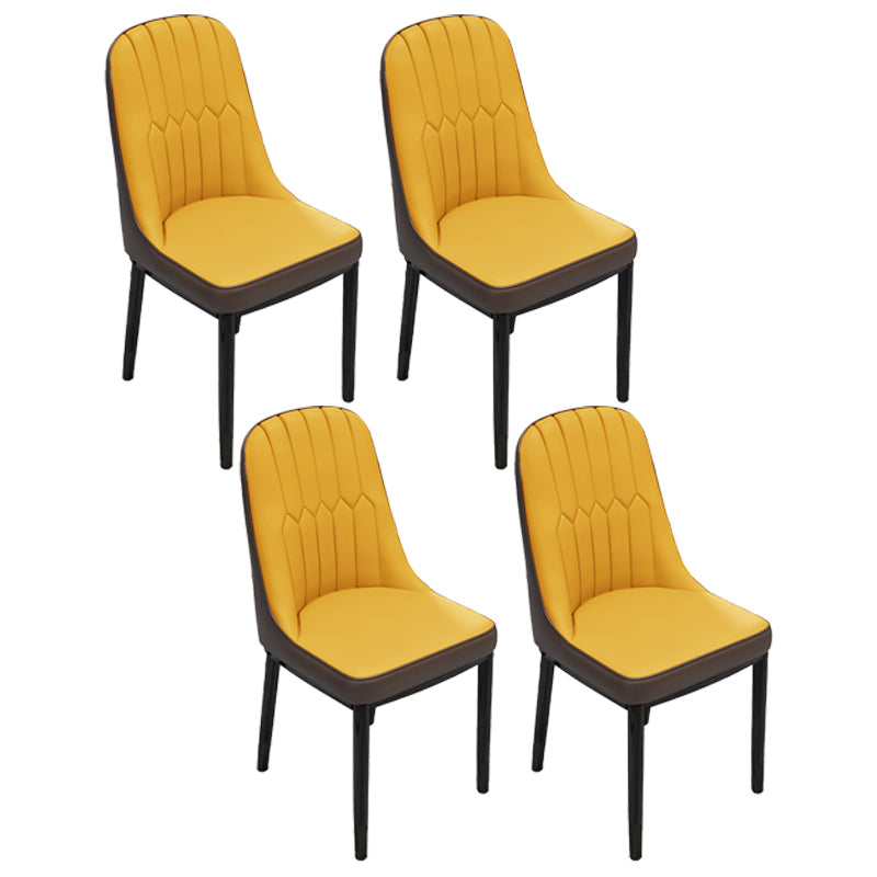 Scandinavian Home Side Chair Metal Upholstered Solid Back Dining Room Chair Yellow 4 Piece Set Black Clearhalo ' kitchen&dining_furn' 'Dining Chairs' 'Dining Tables & Seating' 'dining_chair' 'furn' 'furn_dining_chair' 'Furniture' 'furniture_dining_chair' 'Kitchen & Dining Furniture' 'kitchen' 3885582