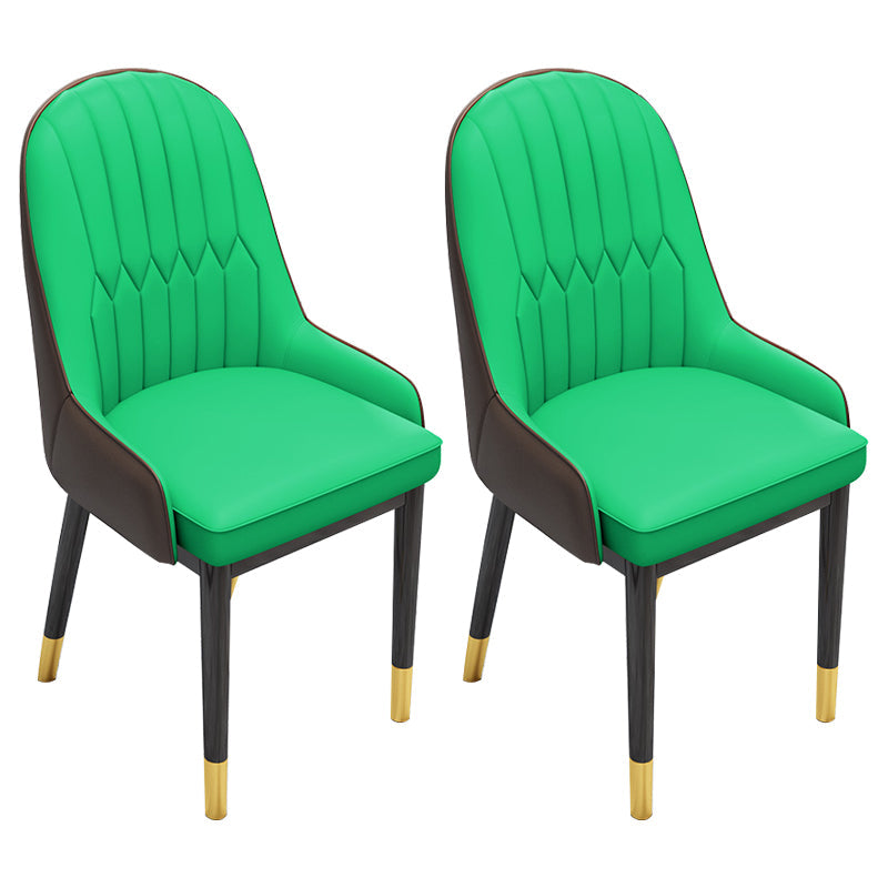 Scandinavian Home Side Chair Metal Upholstered Solid Back Dining Room Chair Green 2 Piece Set Brass Gold Clearhalo ' kitchen&dining_furn' 'Dining Chairs' 'Dining Tables & Seating' 'dining_chair' 'furn' 'furn_dining_chair' 'Furniture' 'furniture_dining_chair' 'Kitchen & Dining Furniture' 'kitchen' 3885596