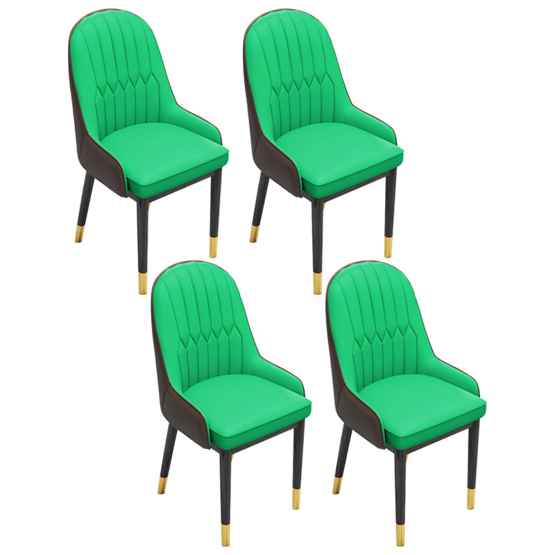 Scandinavian Home Side Chair Metal Upholstered Solid Back Dining Room Chair Green 4 Piece Set Brass Gold Clearhalo ' kitchen&dining_furn' 'Dining Chairs' 'Dining Tables & Seating' 'dining_chair' 'furn' 'furn_dining_chair' 'Furniture' 'furniture_dining_chair' 'Kitchen & Dining Furniture' 'kitchen' 3885597